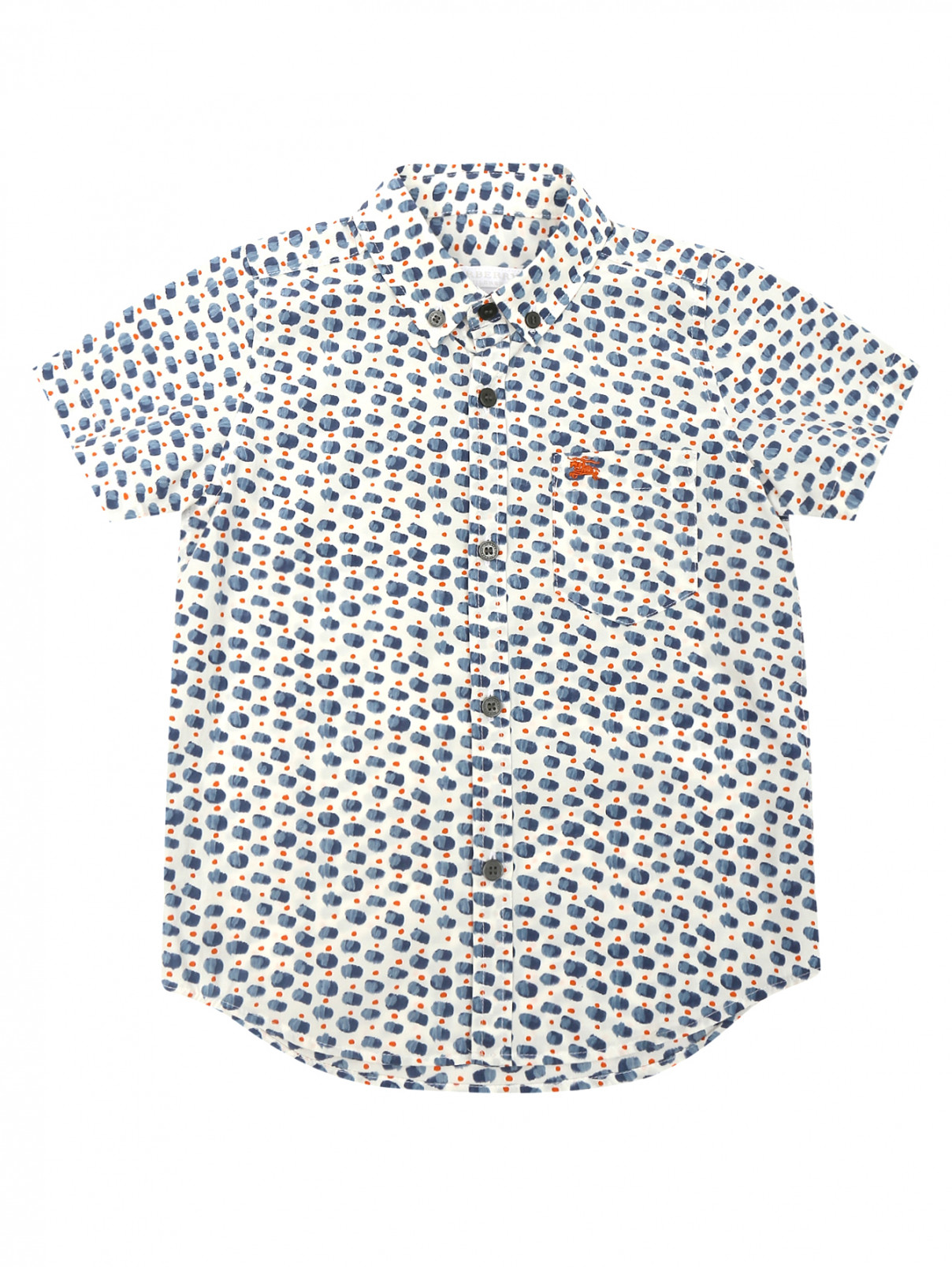 Рубашка из шелка и хлопка с узором Burberry  –  Общий вид  – Цвет:  Белый