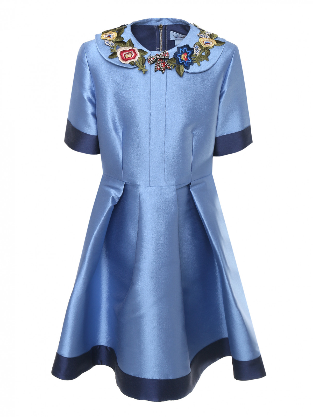 Платье с декоративным воротничком MiMiSol  –  Общий вид  – Цвет:  Синий