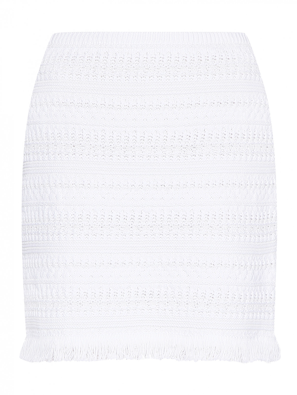 Трикотажная юбка на резинке Luisa Spagnoli  –  Общий вид  – Цвет:  Белый