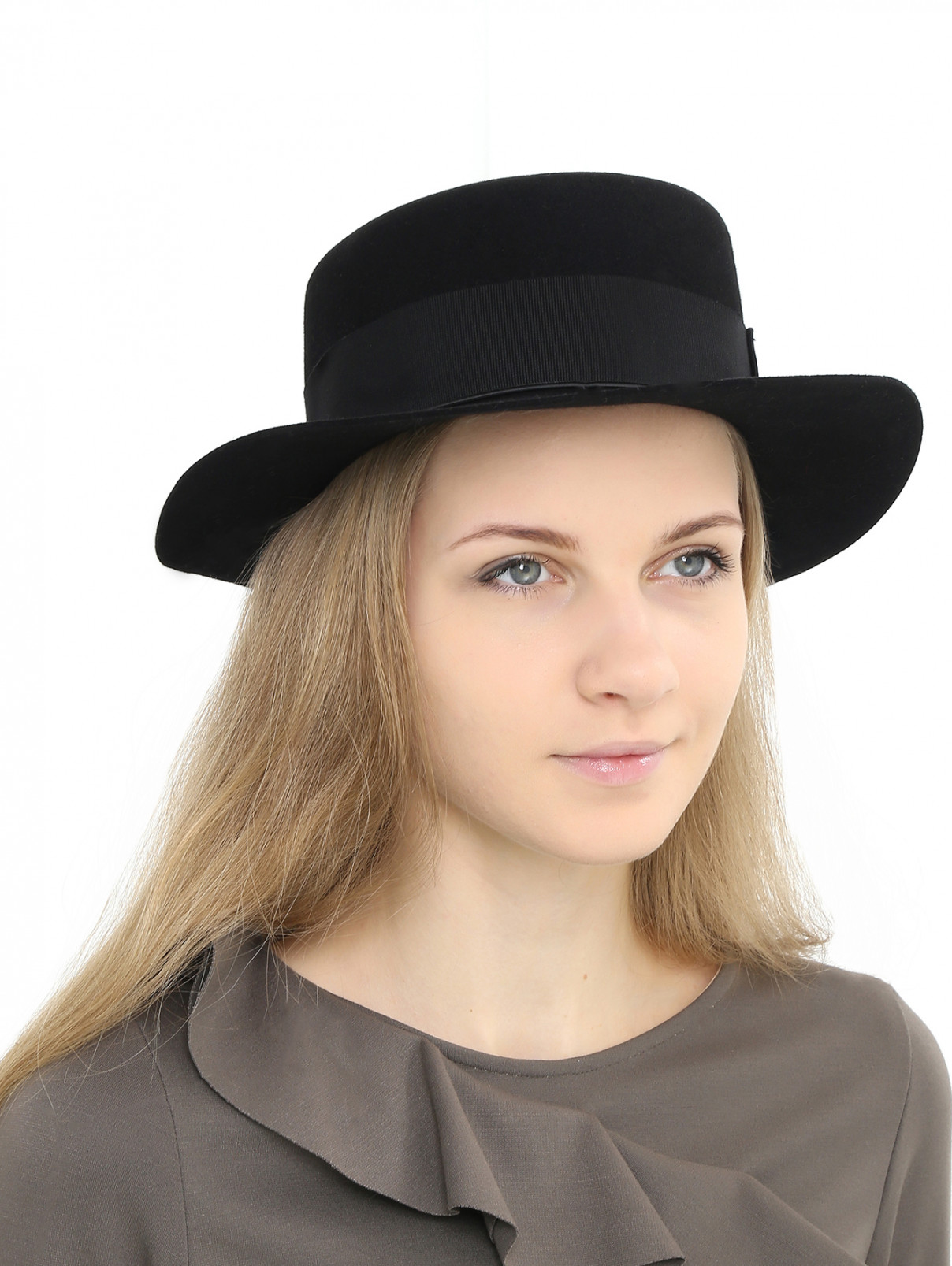 Шляпа из фетра с текстильной отделкой Federica Moretti  –  Модель Общий вид  – Цвет:  Черный