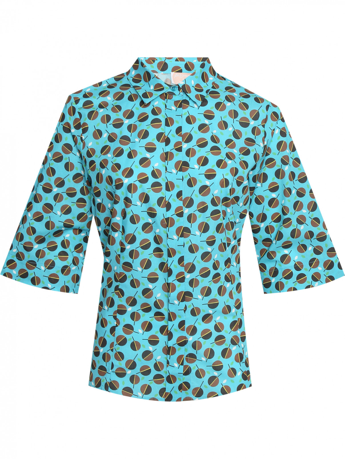 Блуза из хлопка с узором Persona by Marina Rinaldi  –  Общий вид  – Цвет:  Узор