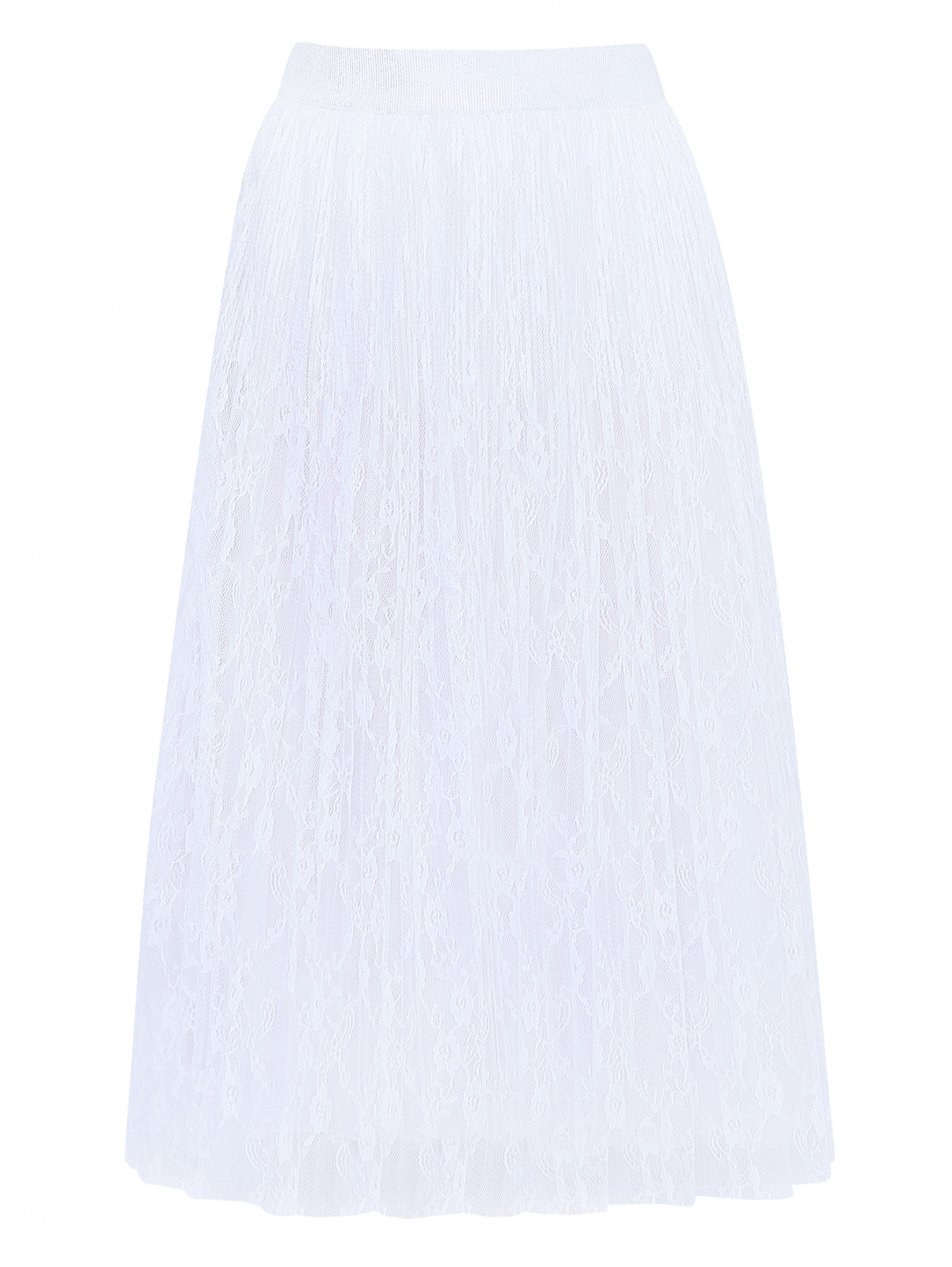 Юбка плиссированная из кружева Simonetta  –  Общий вид  – Цвет:  Белый