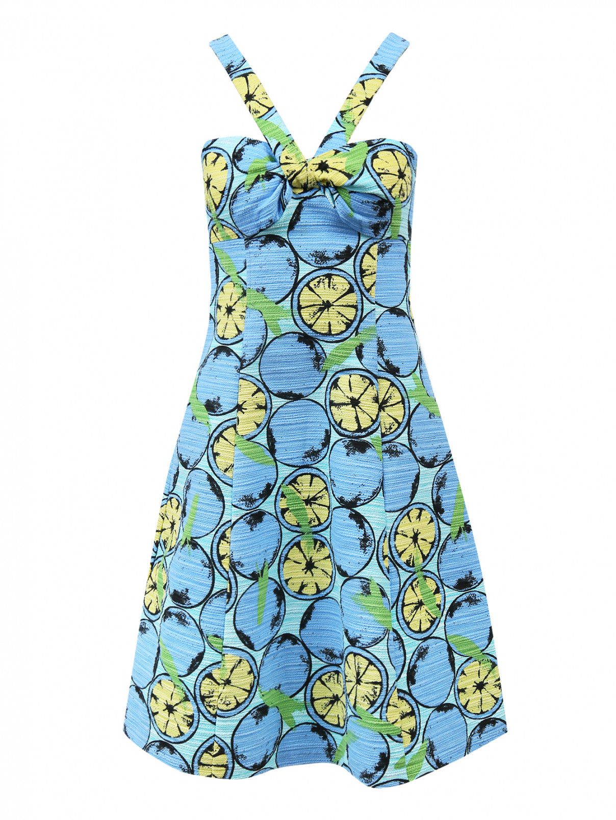 Платье мини из хлопка на бретелях Moschino Boutique  –  Общий вид  – Цвет:  Мультиколор