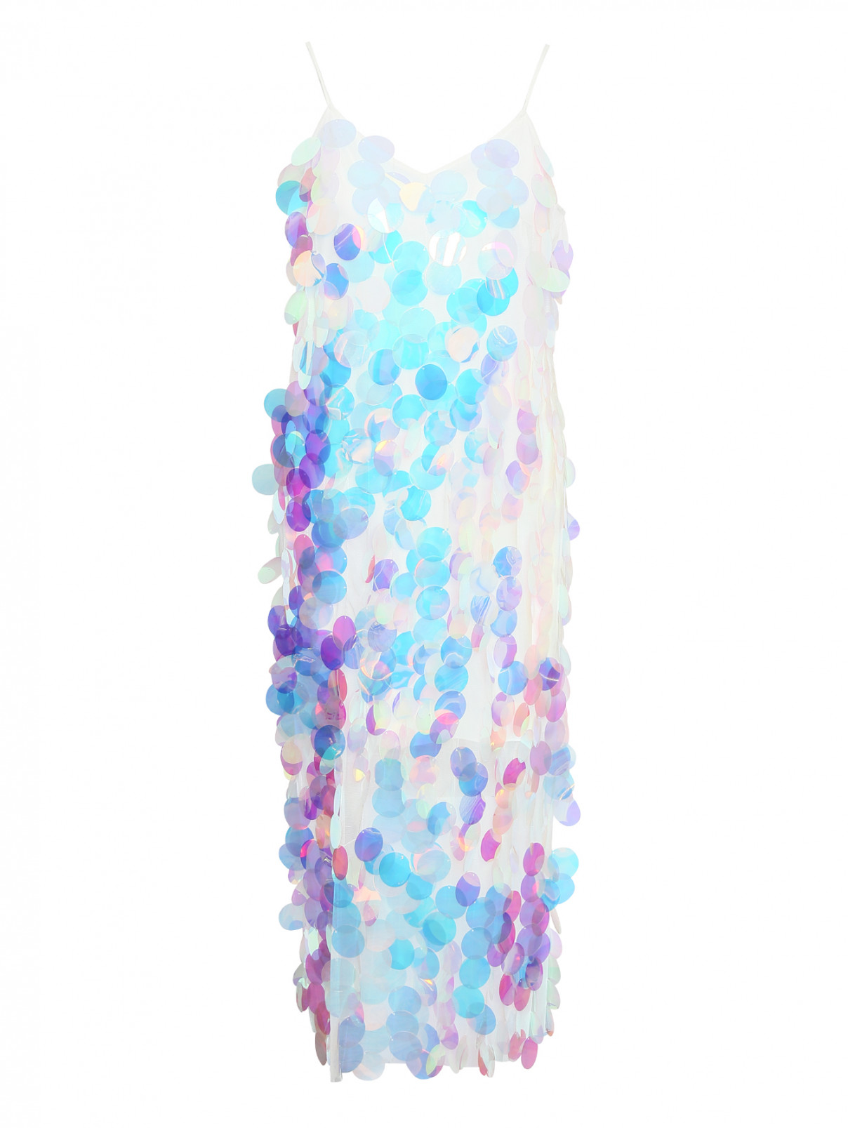Платье декорированное пайетками A La Russe  –  Общий вид  – Цвет:  Белый