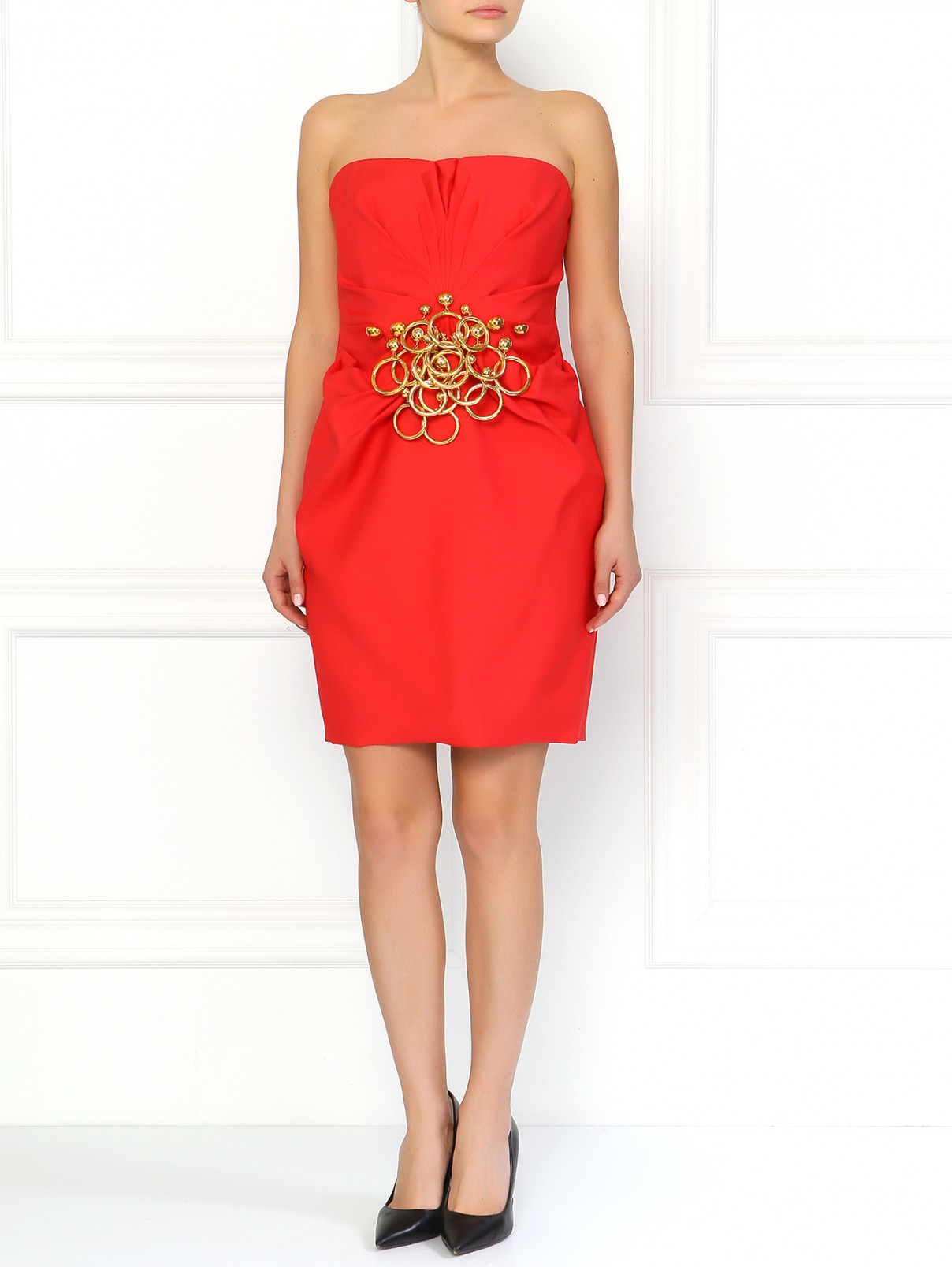 Мини-платье с фурнитурой Moschino  –  Модель Общий вид  – Цвет:  Красный