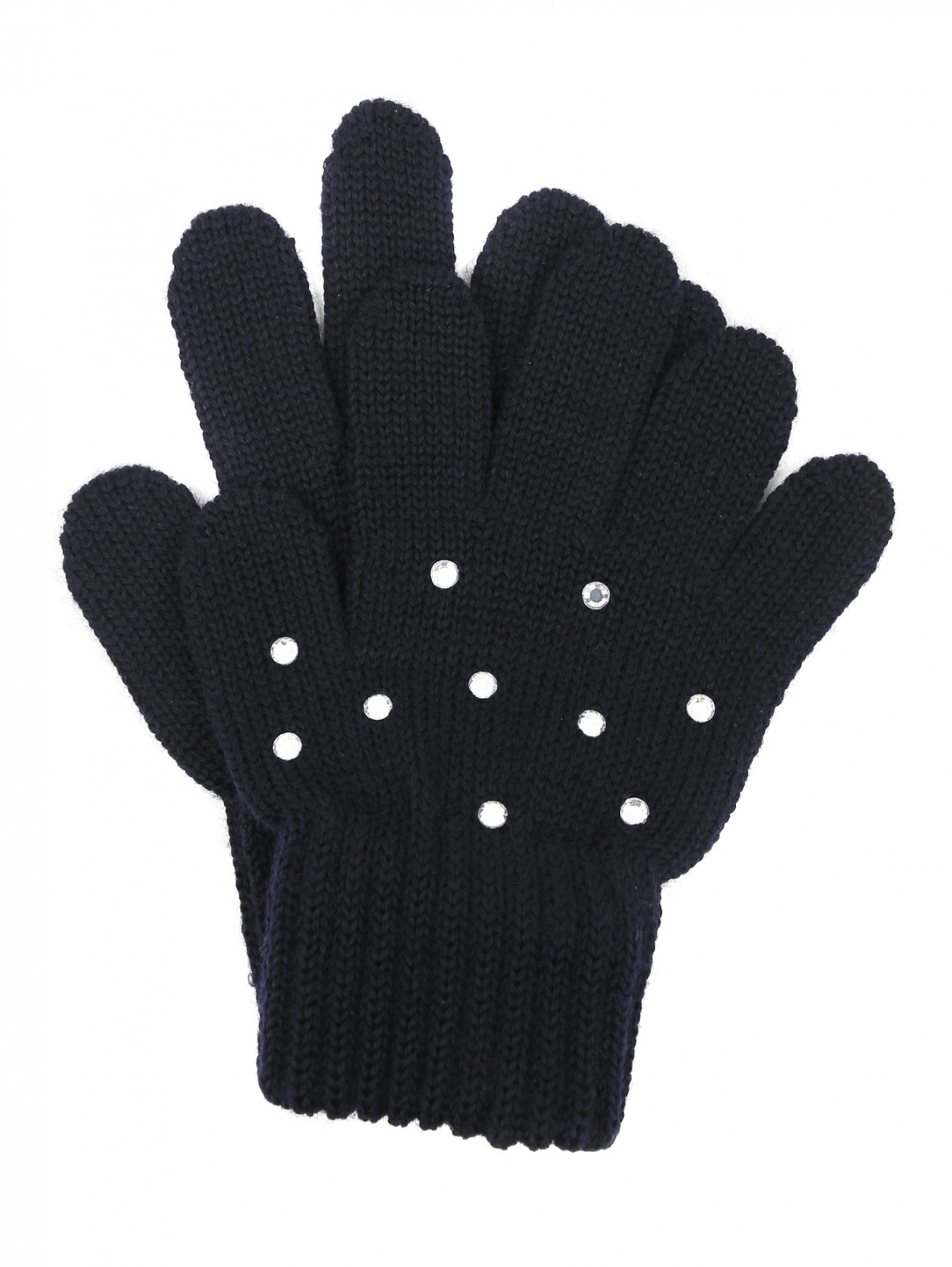 Перчатки трикотажные из шерсти со стразами Catya  –  Общий вид  – Цвет:  Черный