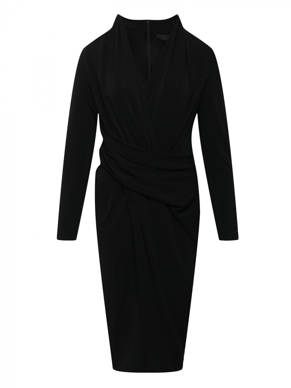 Платье с драпировкой Marina Rinaldi  –  Общий вид  – Цвет:  Черный