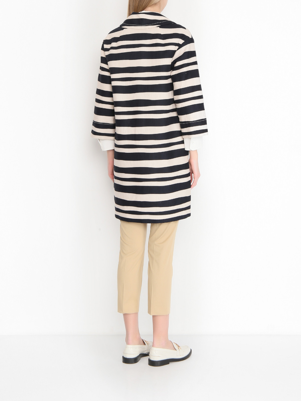 Пальто из хлопка в полоску Max Mara  –  МодельВерхНиз1  – Цвет:  Узор