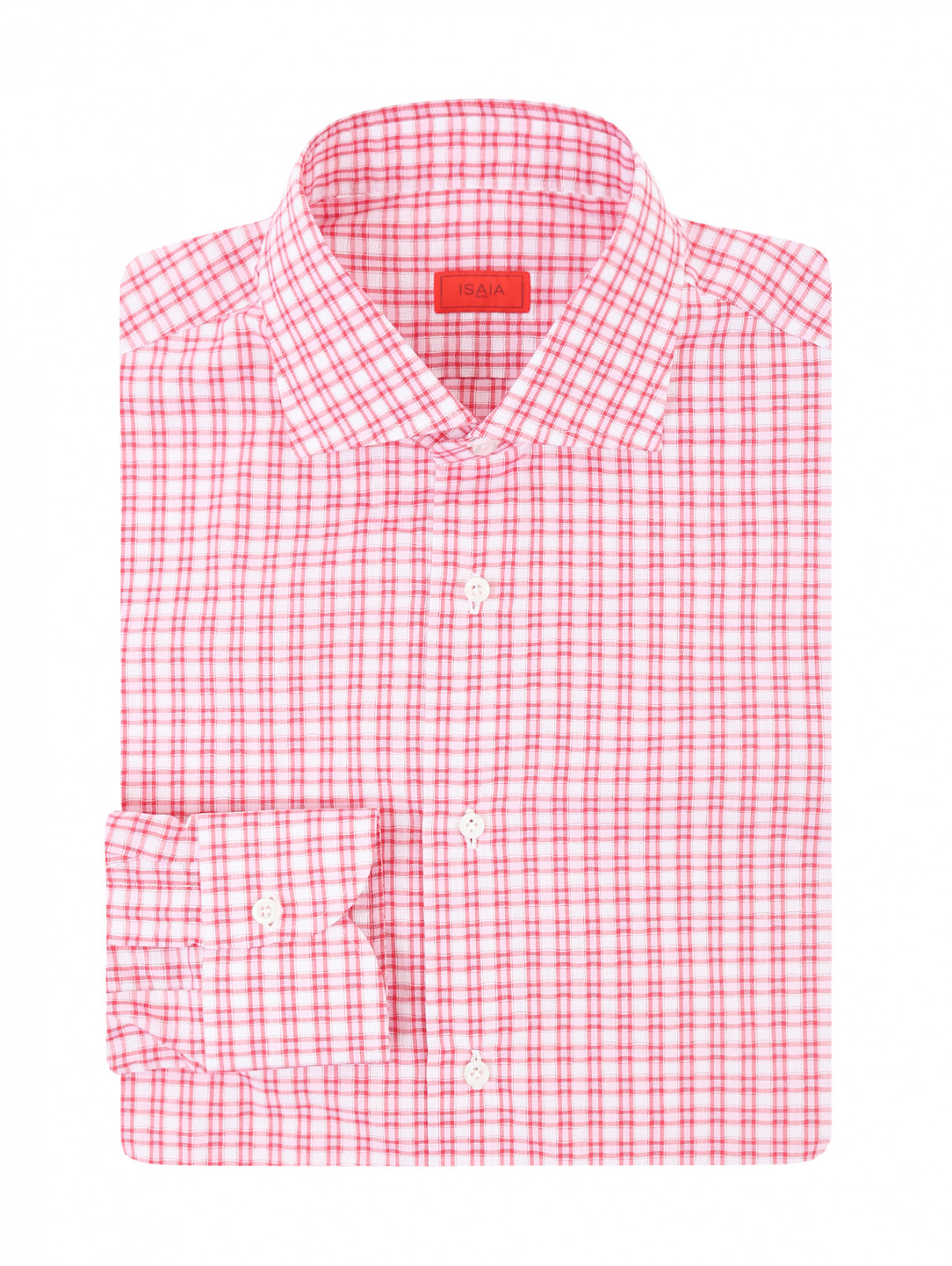 Рубашка из хлопка с узором "клетка" Isaia  –  Общий вид  – Цвет:  Узор