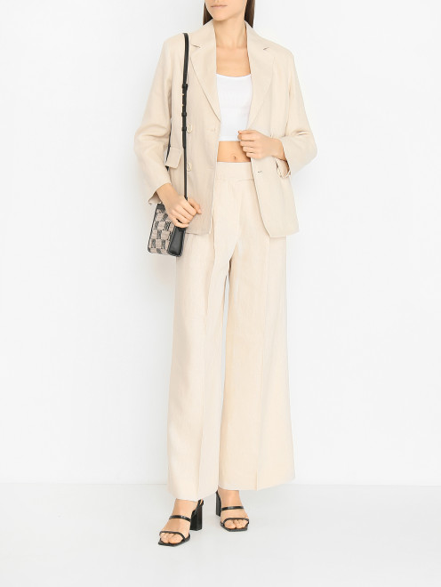 Широкие брюки из льна Max Mara - МодельОбщийВид