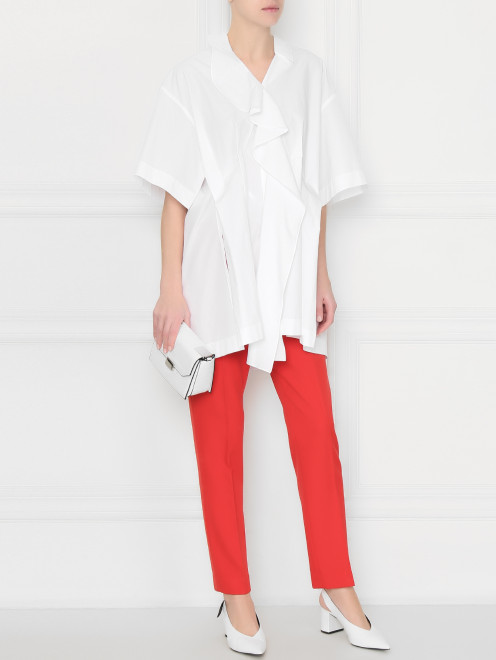 Блуза хлопковая с воланом и разрезами Nina Ricci - МодельОбщийВид