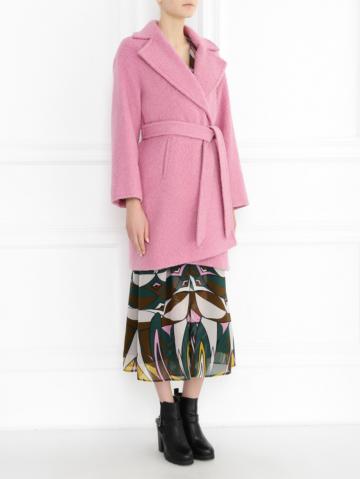 Пальто из шерсти с отложным воротником Max Mara  –  Модель Общий вид  – Цвет:  Розовый