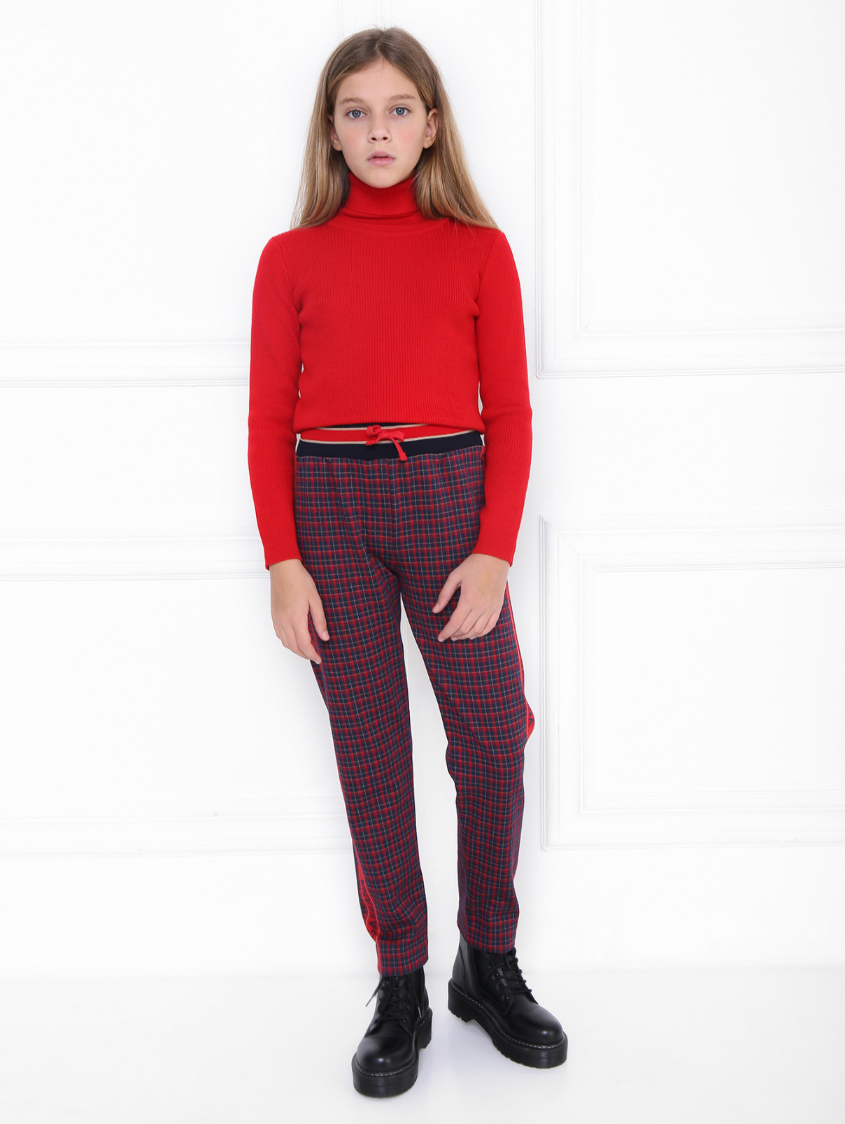 Трикотажные брюки с лампасами Dolce & Gabbana  –  МодельОбщийВид  – Цвет:  Узор