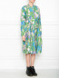 Платье плиссированное с цветочным принтом Balenciaga  –  МодельВерхНиз