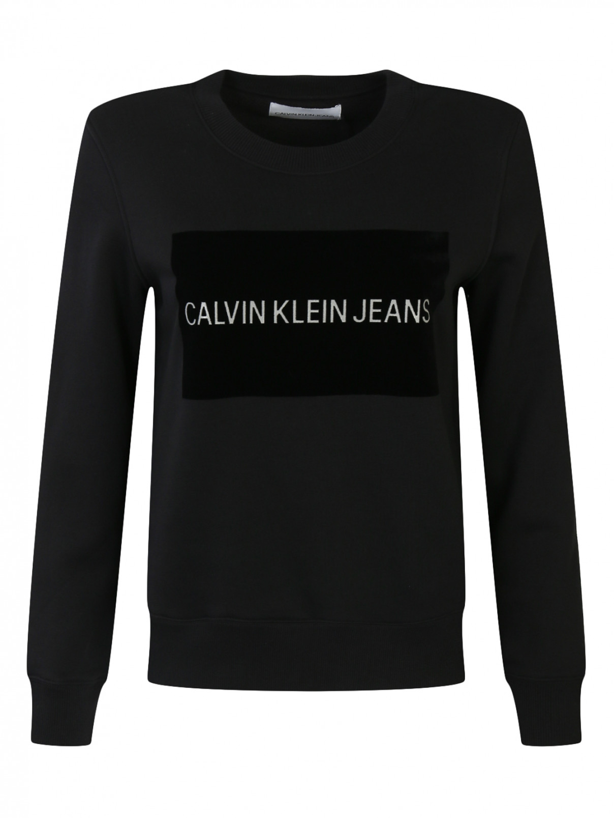 Свитшот из хлопка с принтом Calvin Klein  –  Общий вид  – Цвет:  Черный