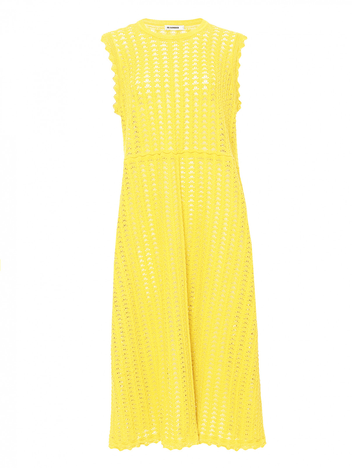 Платье из хлопка свободного кроя без рукавов Jil Sander  –  Общий вид  – Цвет:  Желтый
