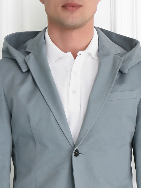 Пиджак однобортный из хлопка с отстегивающимся капюшоном - Модель Общий вид1