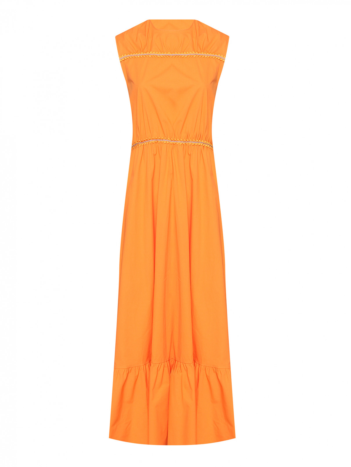 Платье-макси с контрастной отделкой Moschino Boutique  –  Общий вид  – Цвет:  Оранжевый