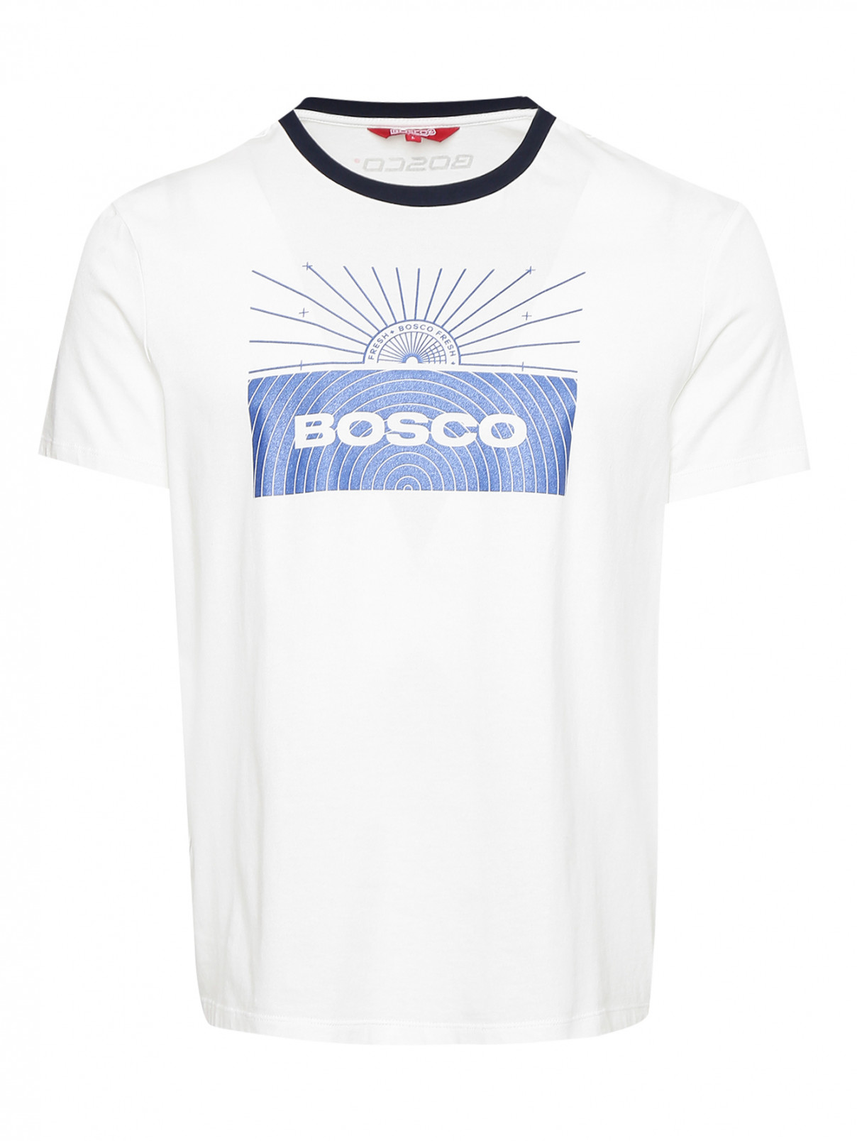 Футболка из хлопка с принтом BOSCO  –  Общий вид  – Цвет:  Белый