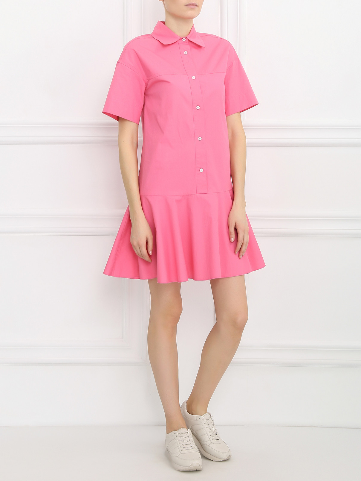 Платье-мини из хлопка Isola Marras  –  Модель Общий вид  – Цвет:  Розовый