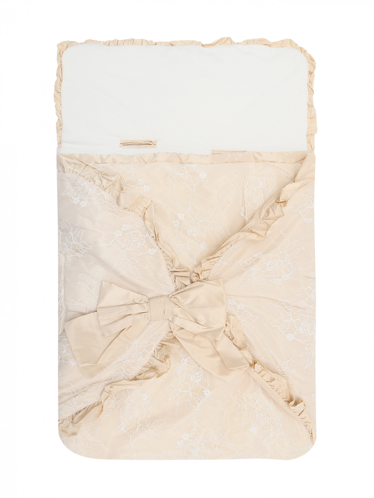 Конверт из хлопка украшенный кружевом и рюшами Aletta  –  Общий вид  – Цвет:  Бежевый