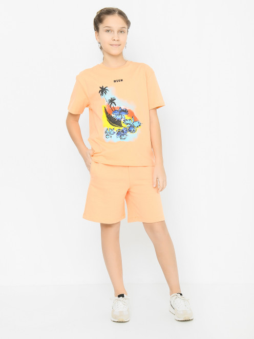 Трикотажная футболка с принтом MSGM - МодельОбщийВид