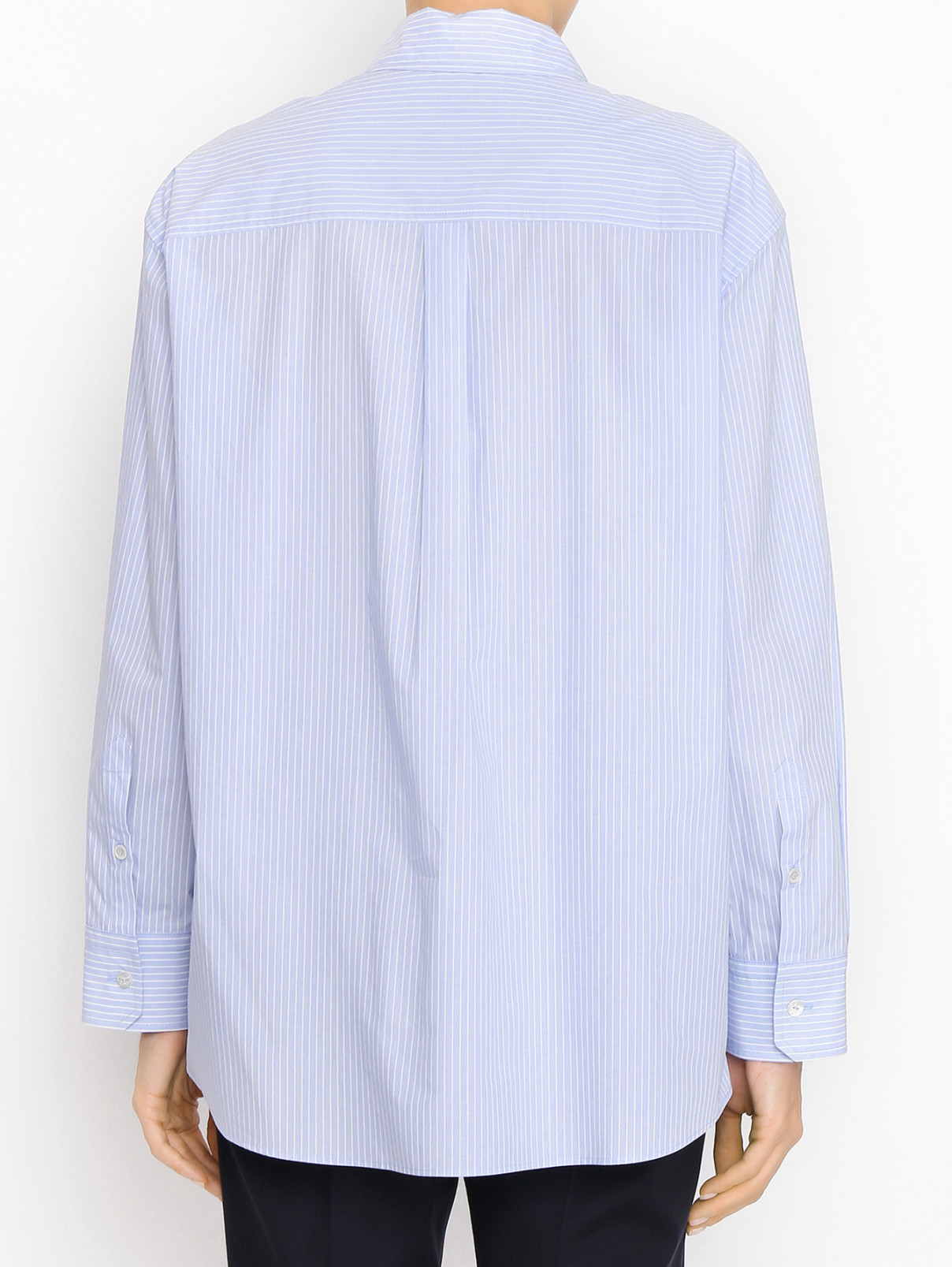 Рубашка из хлопка с накладным карманом Weekend Max Mara  –  МодельВерхНиз1  – Цвет:  Синий