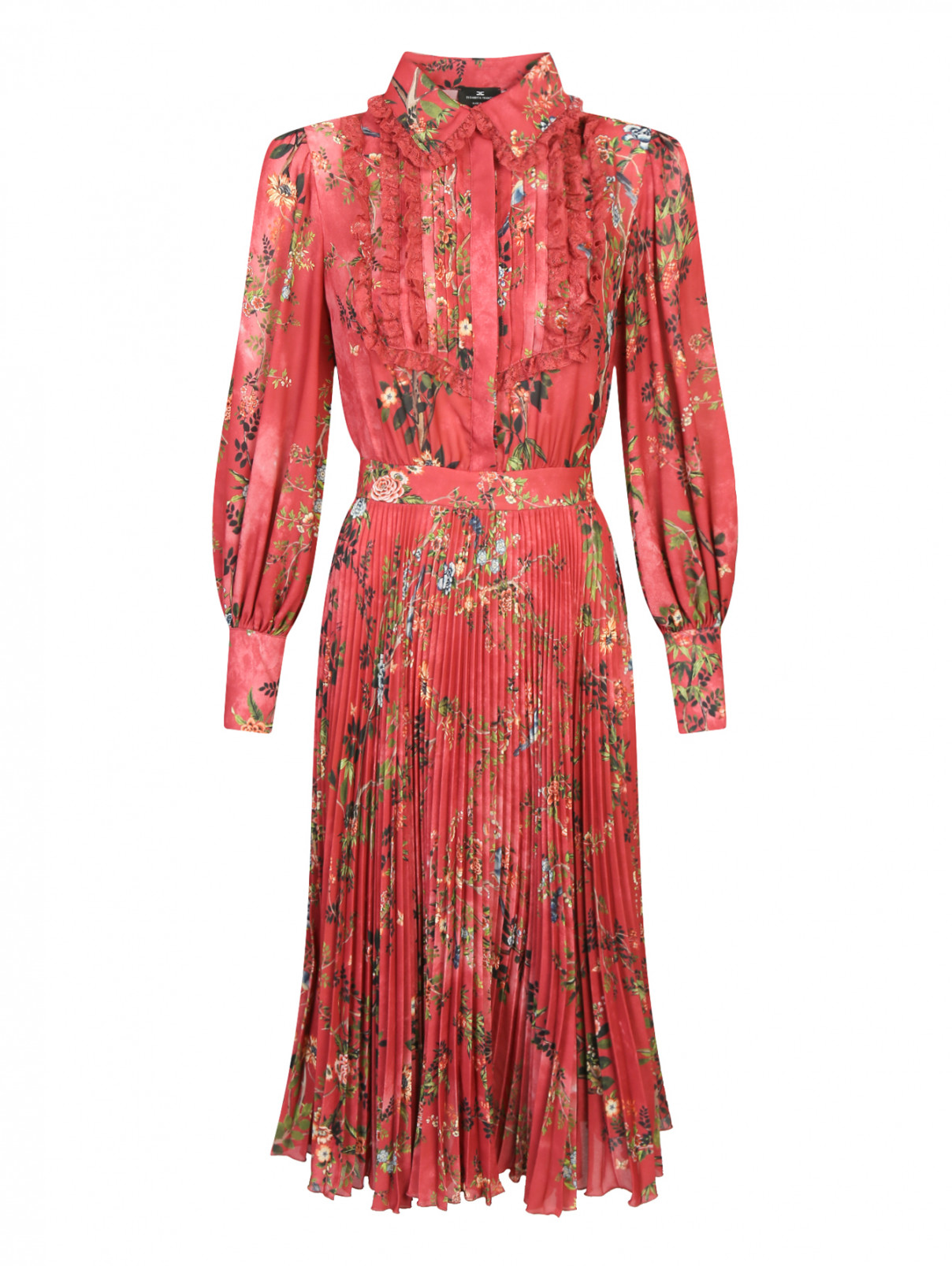 Платье с цветочным узором Elisabetta Franchi  –  Общий вид  – Цвет:  Красный