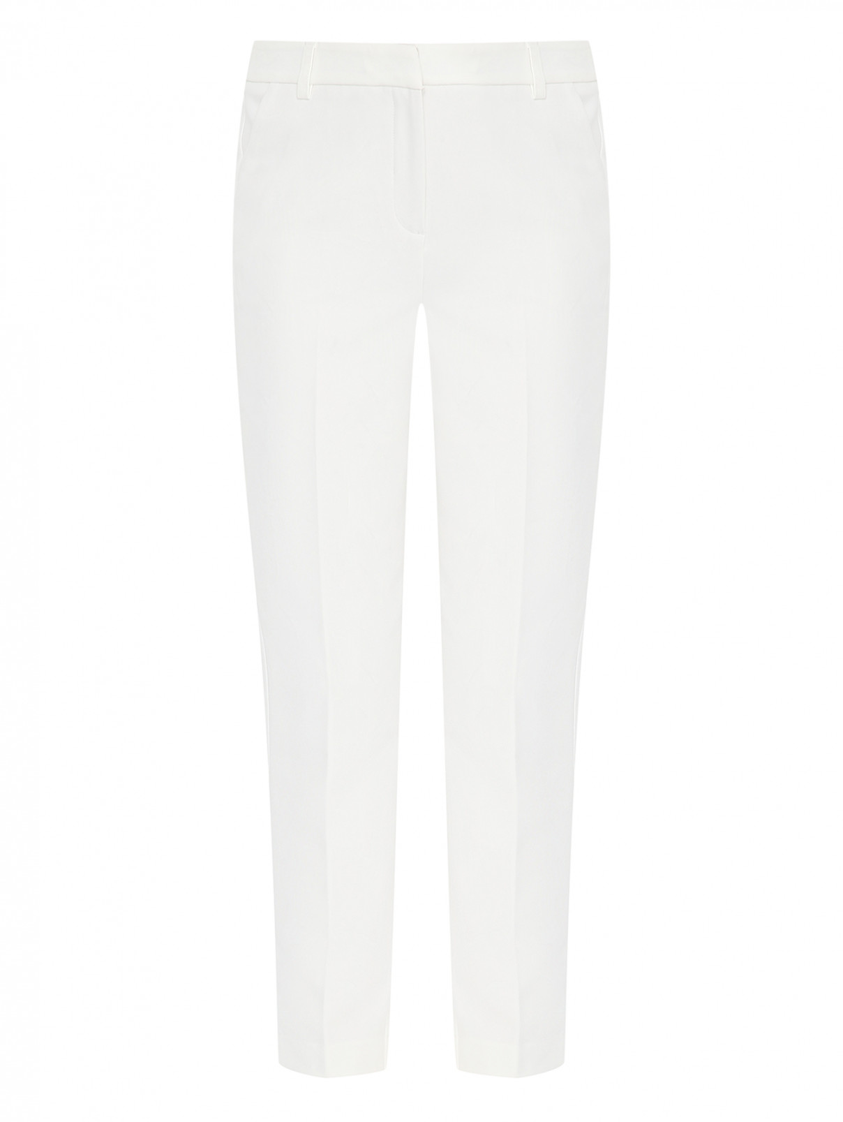 Однотонные брюки прямого кроя Comma  –  Общий вид  – Цвет:  Белый