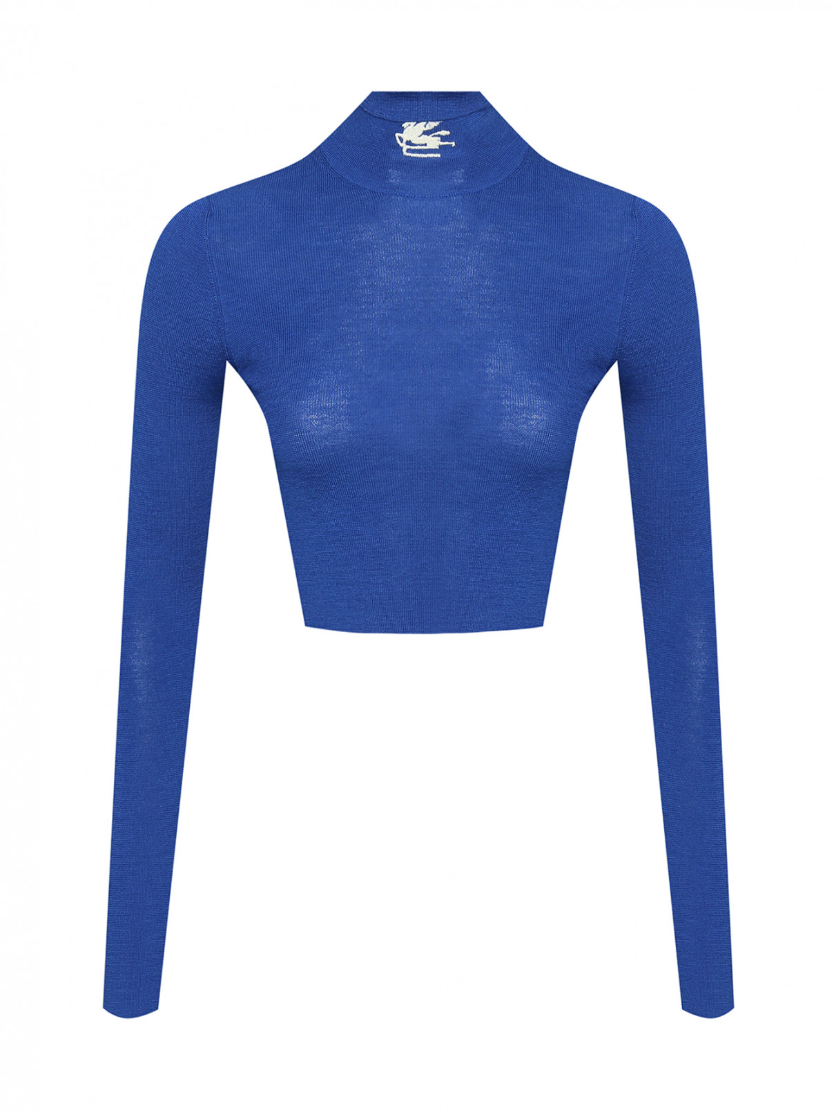 Укороченная водолазка из шерсти с вышивкой Etro  –  Общий вид  – Цвет:  Синий