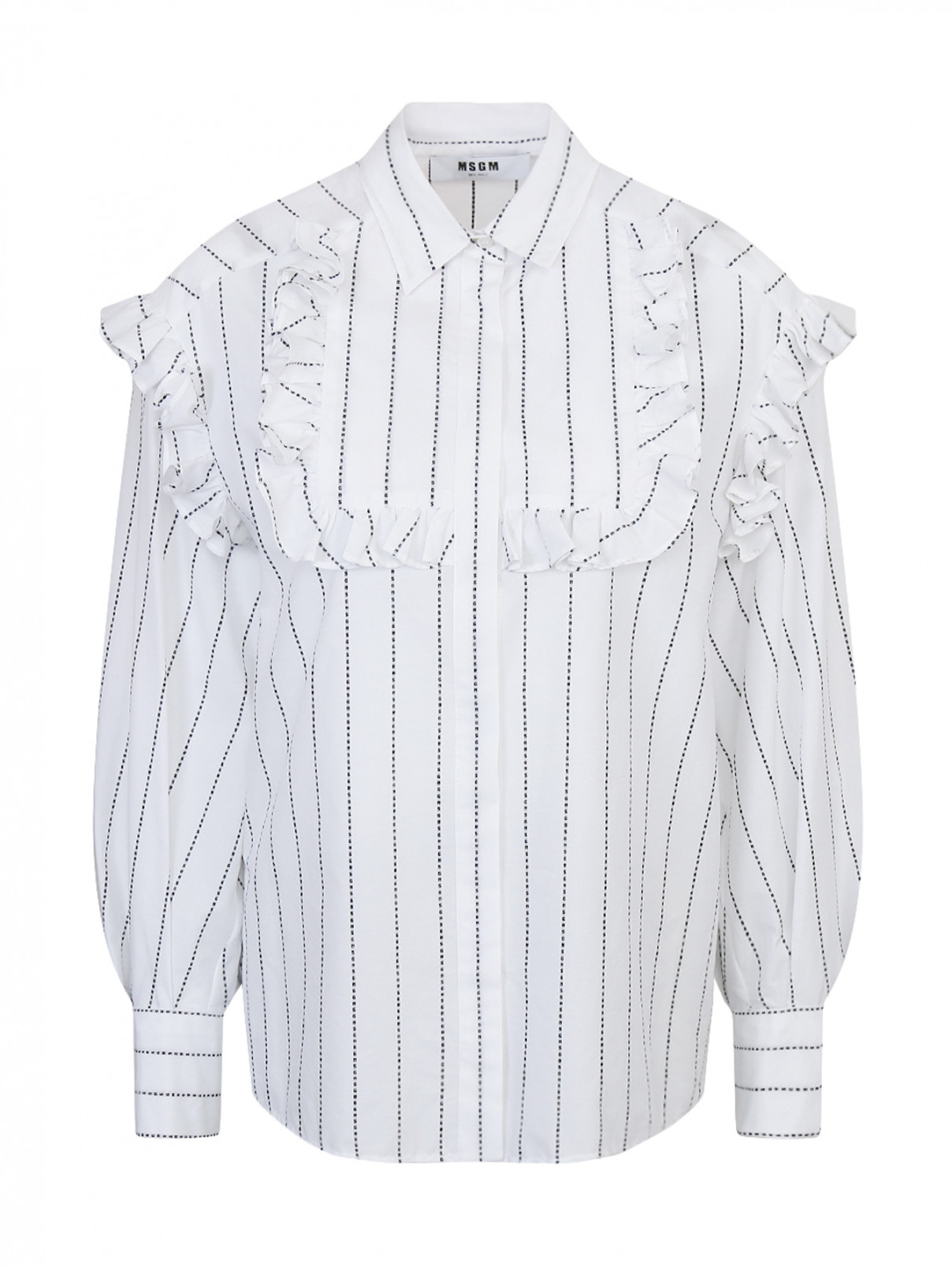 Блуза из хлопка с узором "полоска" MSGM  –  Общий вид  – Цвет:  Белый