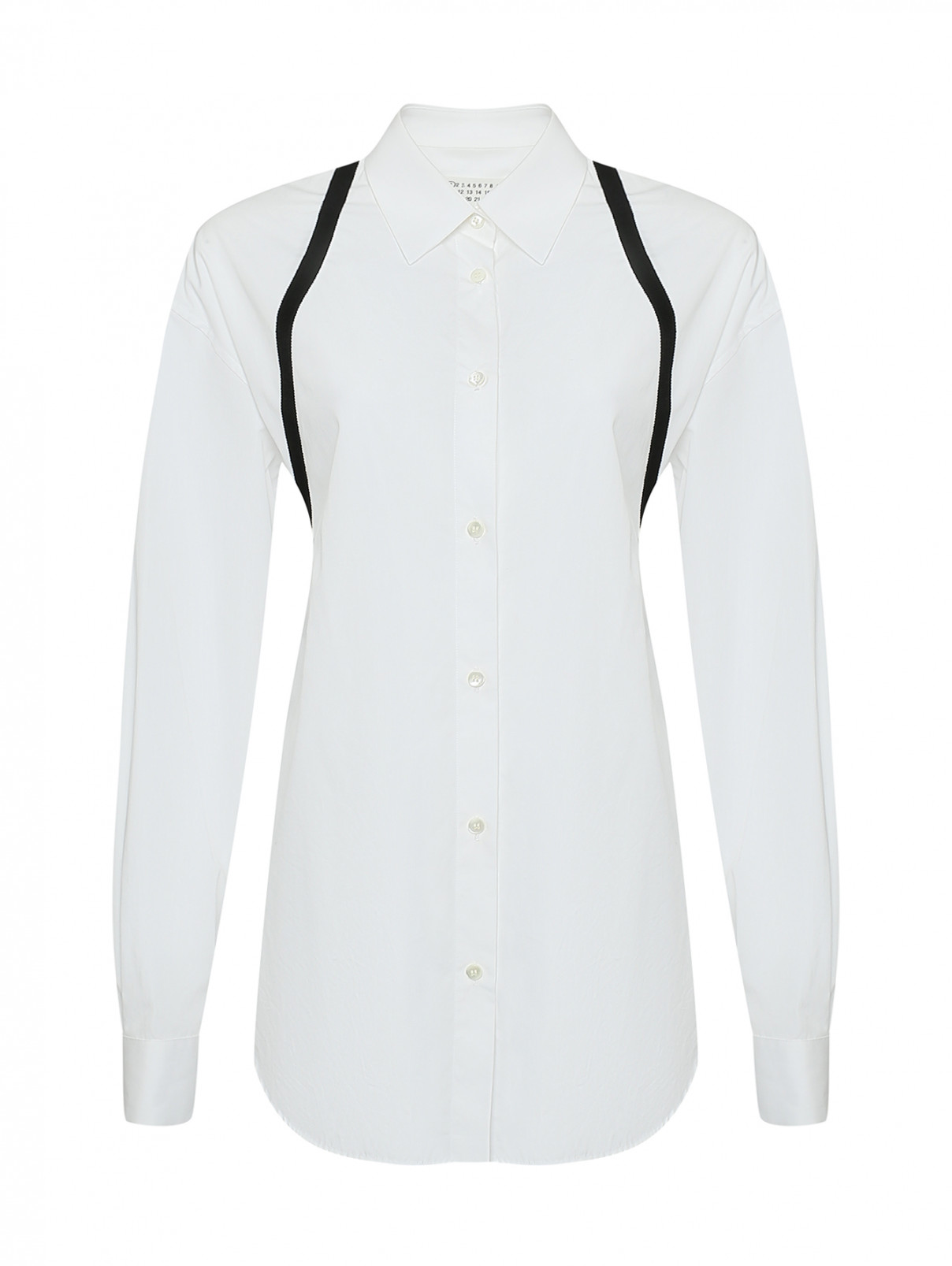 Блуза из хлопка с контрастной отделкой Maison Margiela  –  Общий вид  – Цвет:  Белый