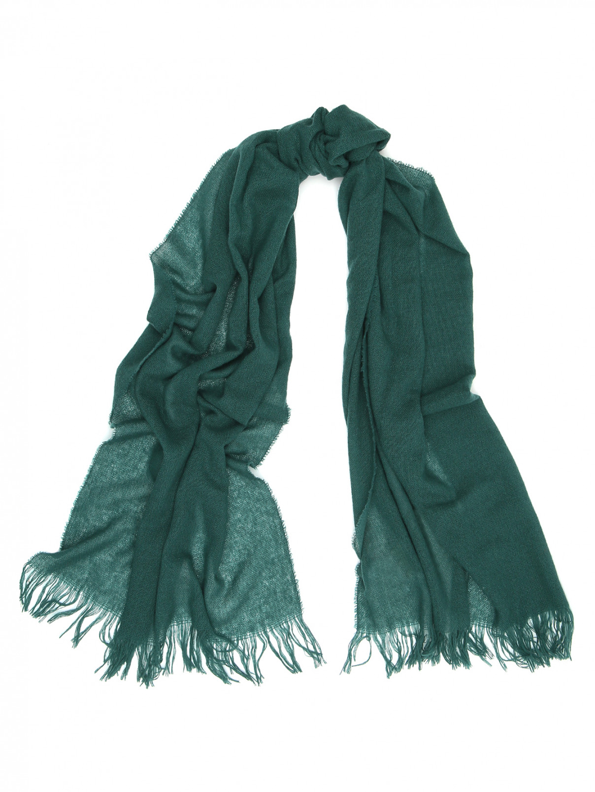Легкий шарф из шерсти и кашемира Il Gufo  –  Общий вид  – Цвет:  Зеленый