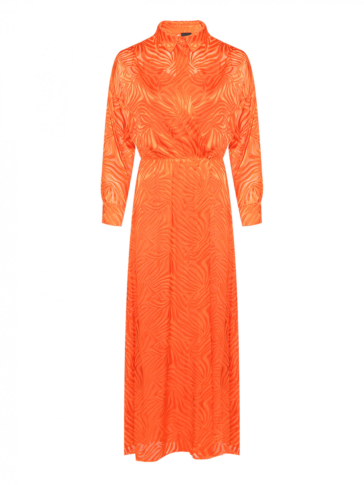 Платье-макси с разрезом PINKO  –  Общий вид  – Цвет:  Оранжевый