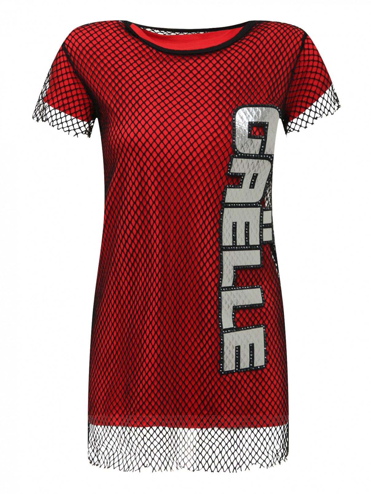 Платье трикотажное с декоративной сеткой Gaelle  –  Общий вид  – Цвет:  Красный