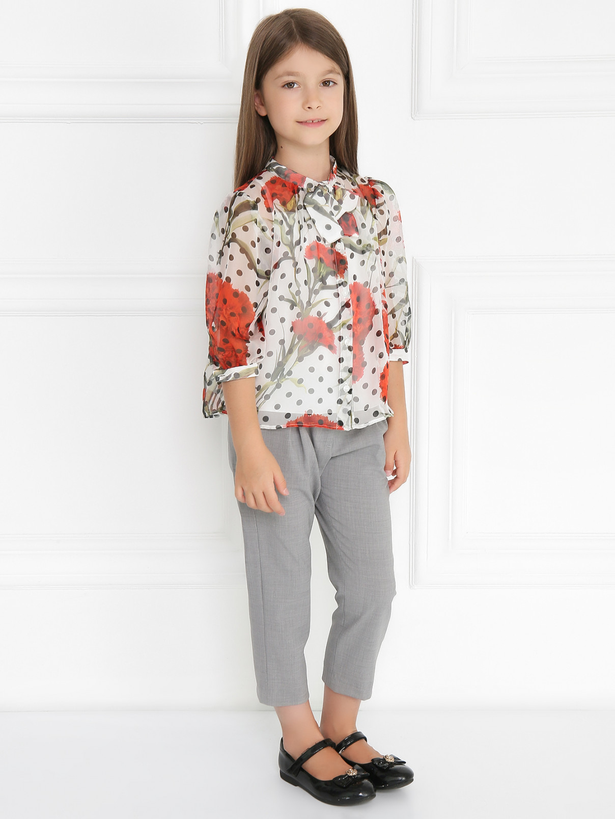 Блуза из шелка с цветочным узором Dolce & Gabbana  –  Модель Общий вид  – Цвет:  Мультиколор