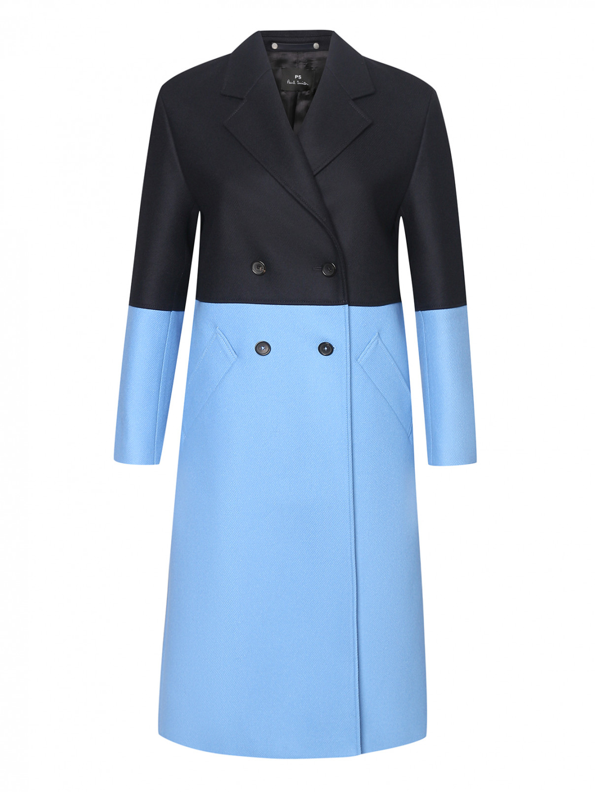Пальто из шерсти и кашемира прямого кроя Paul Smith  –  Общий вид  – Цвет:  Синий