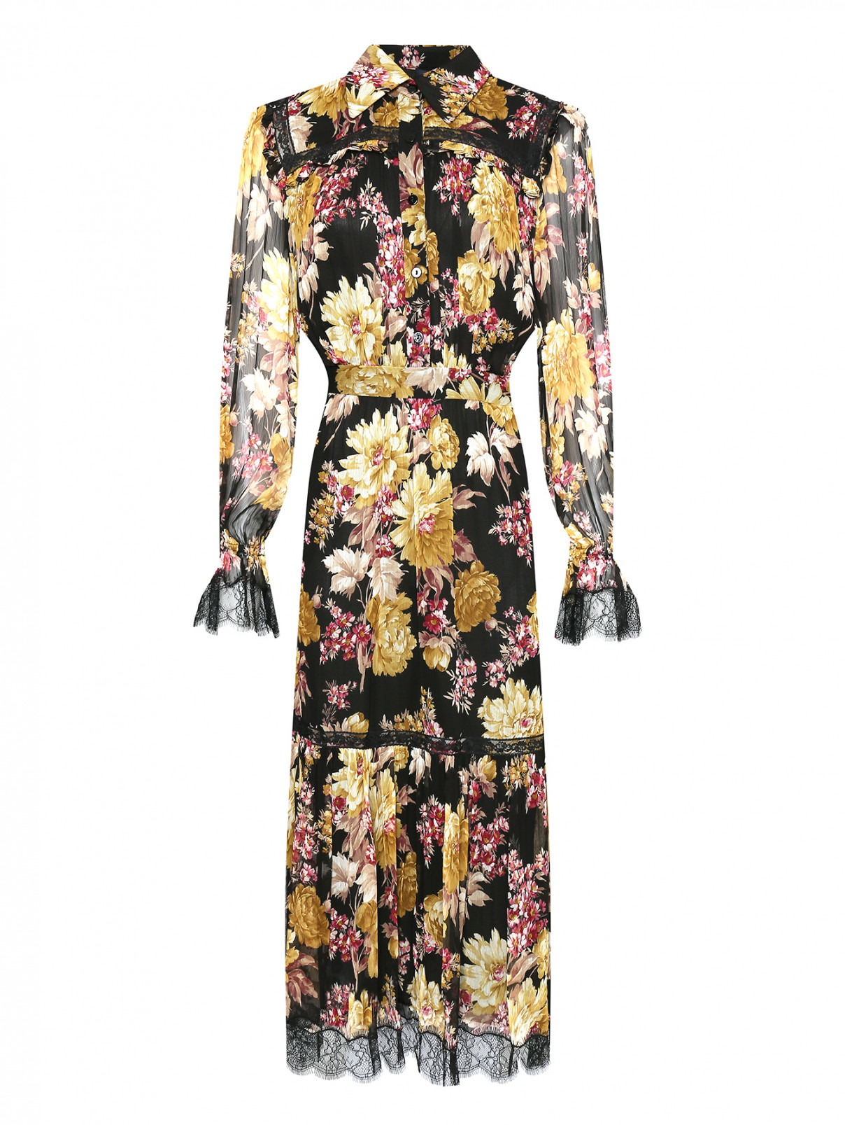 Платье-макси из вискозы с цветочным узором Luisa Spagnoli  –  Общий вид  – Цвет:  Мультиколор