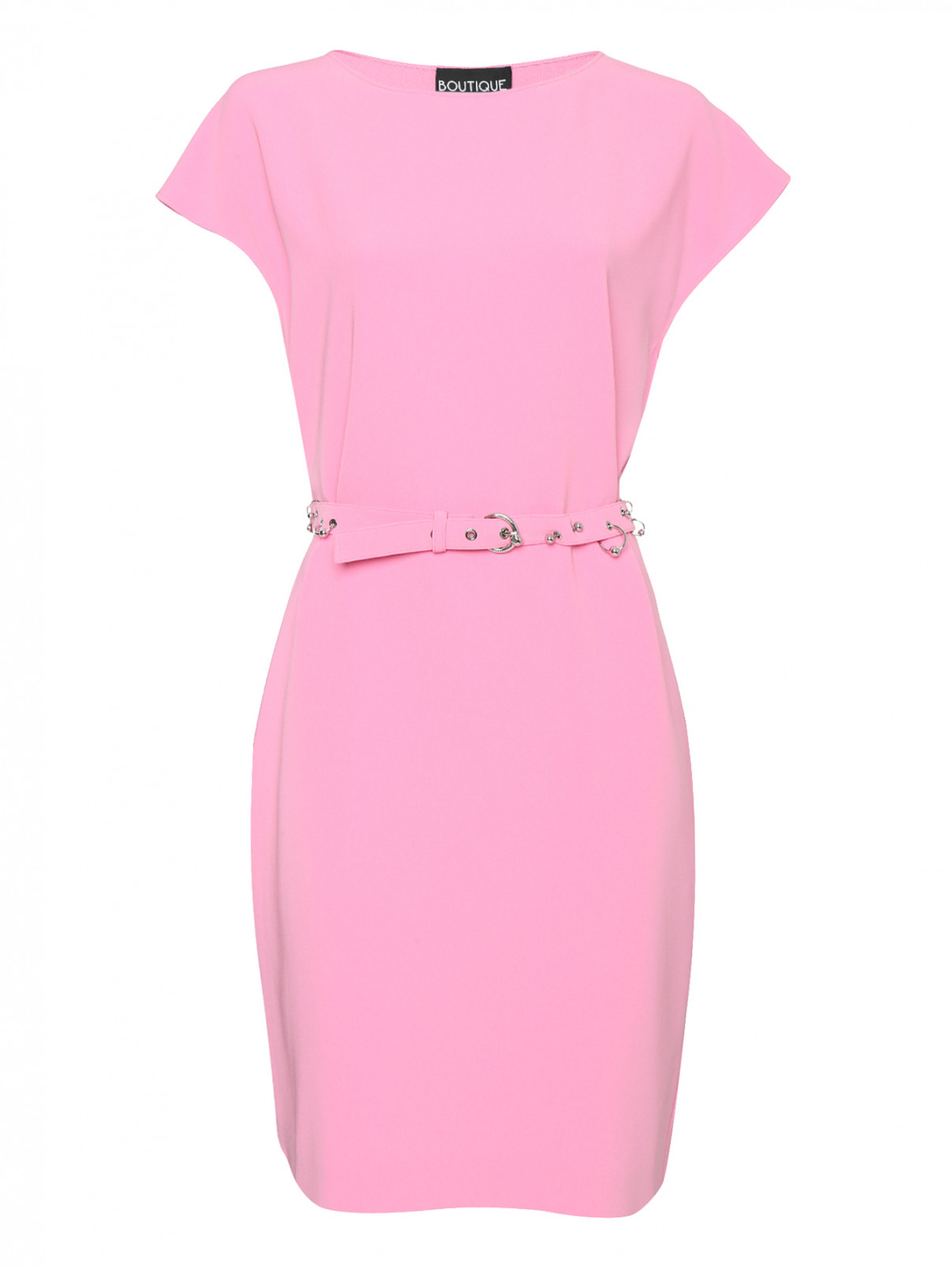 Платье свободного кроя с поясом BOUTIQUE MOSCHINO  –  Общий вид  – Цвет:  Розовый