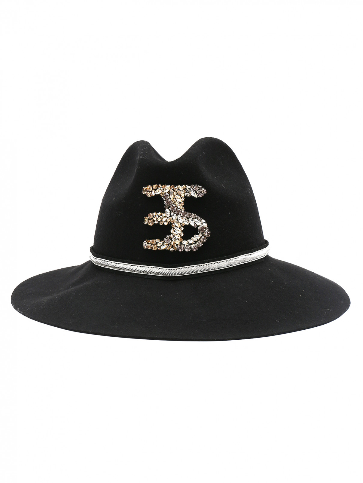 Шляпа из шерсти с декором Ermanno Scervino  –  Обтравка1  – Цвет:  Черный