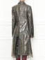 Двубортное пальто из шерсти и винила с узором Calvin Klein 205W39NYC  –  МодельВерхНиз1