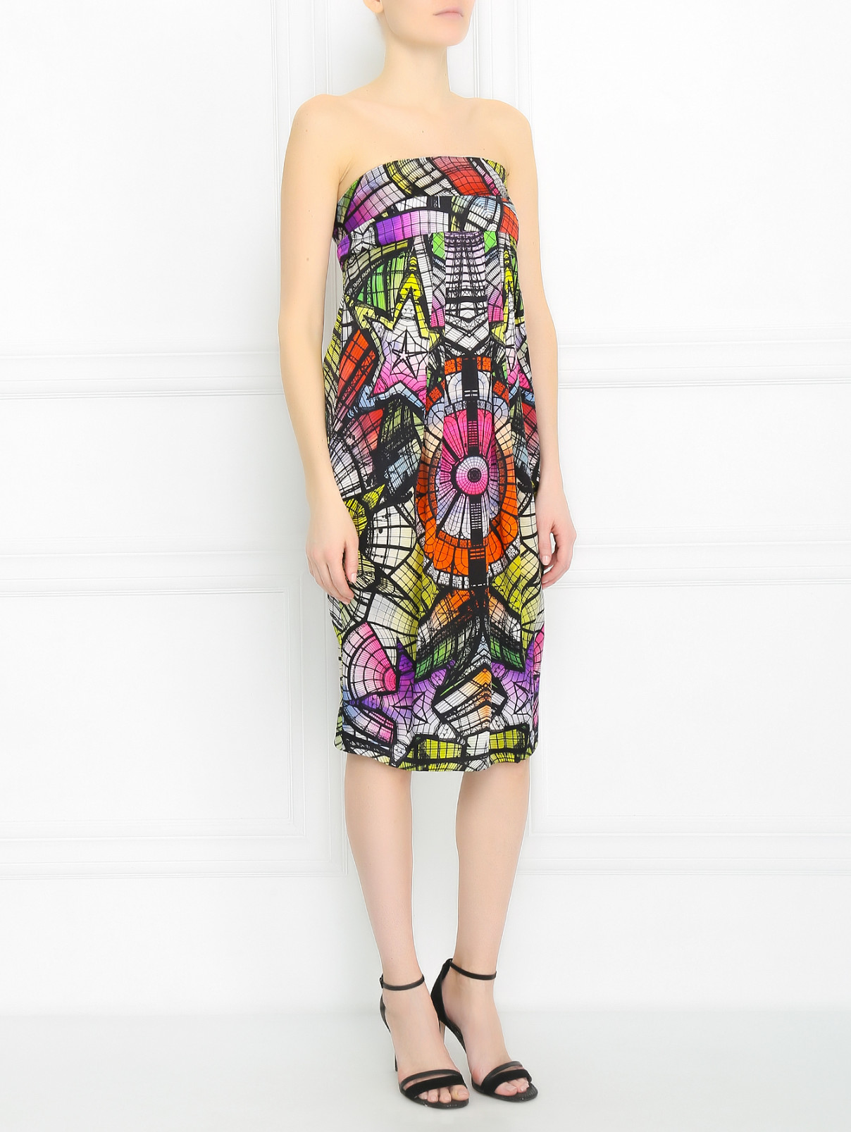 Платье-футляр из шелка с абстрактным узором Jean Paul Gaultier  –  Модель Общий вид  – Цвет:  Узор