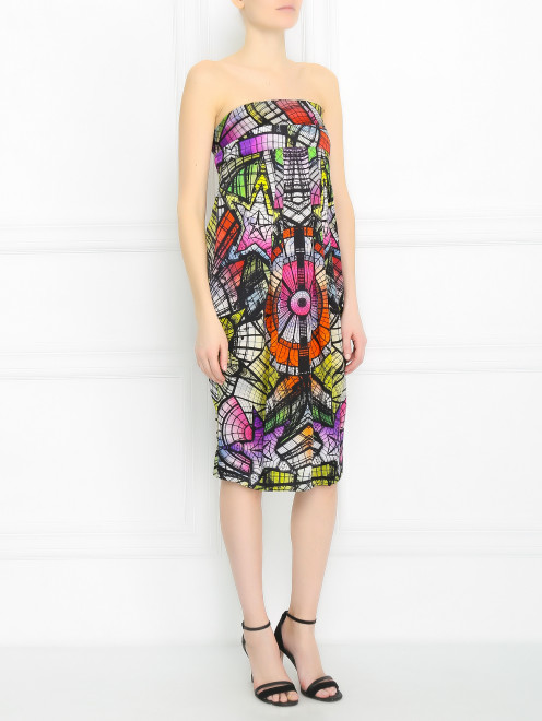 Платье-футляр из шелка с абстрактным узором Jean Paul Gaultier - Модель Общий вид