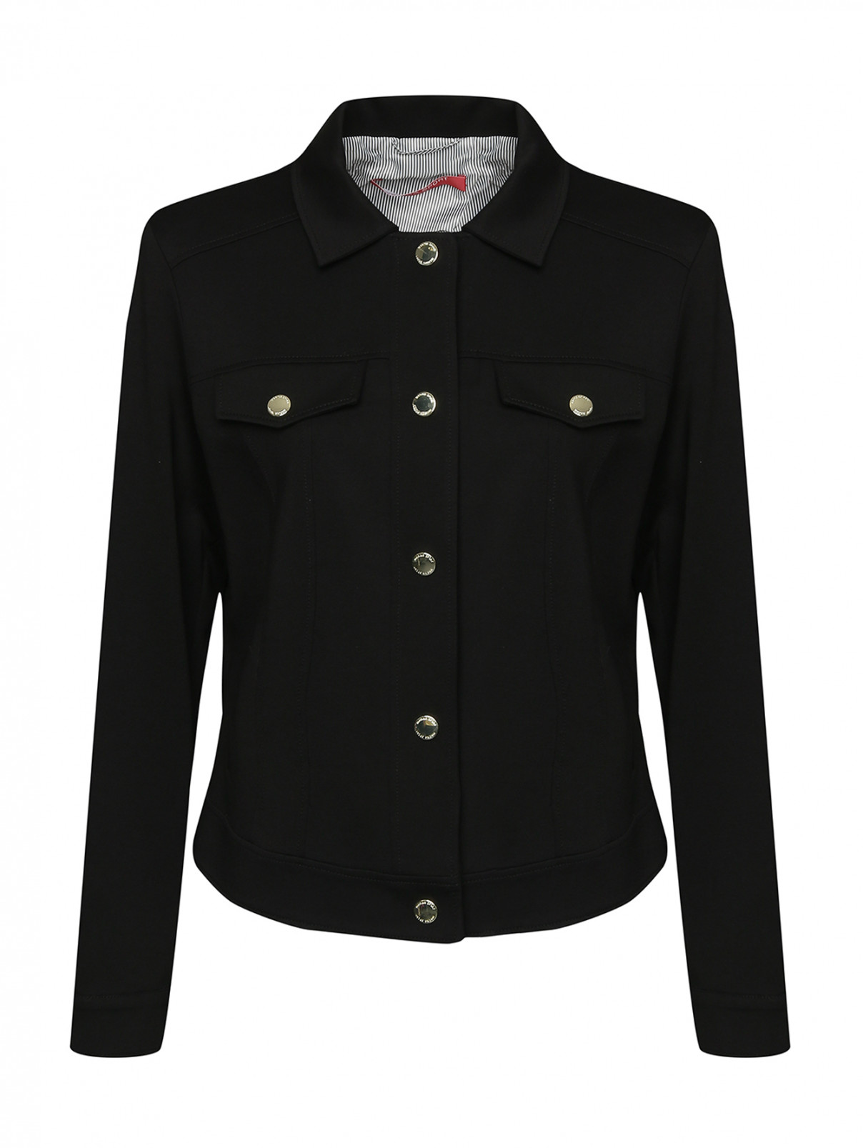 Куртка трикотажная с пуговицами Marina Rinaldi  –  Общий вид  – Цвет:  Черный