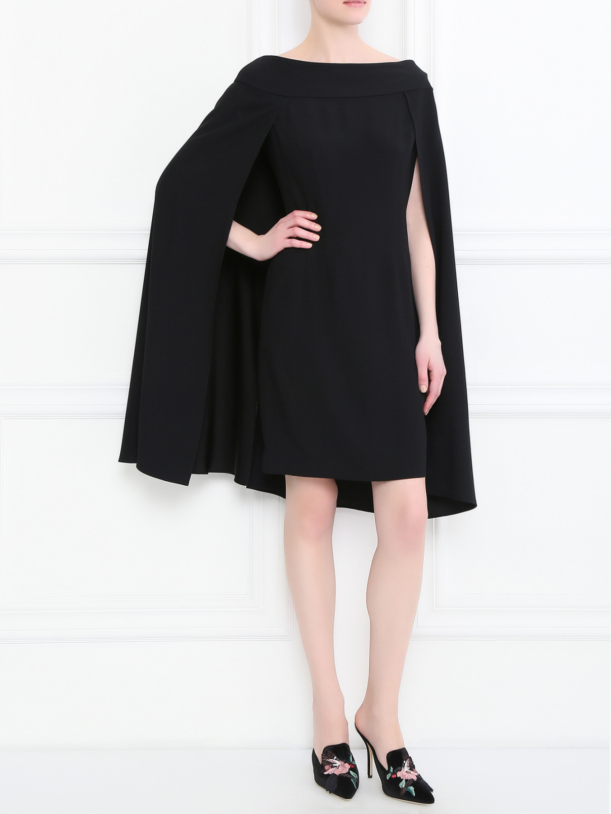 Платье-мини свободного кроя Alberta Ferretti  –  Модель Общий вид  – Цвет:  Черный