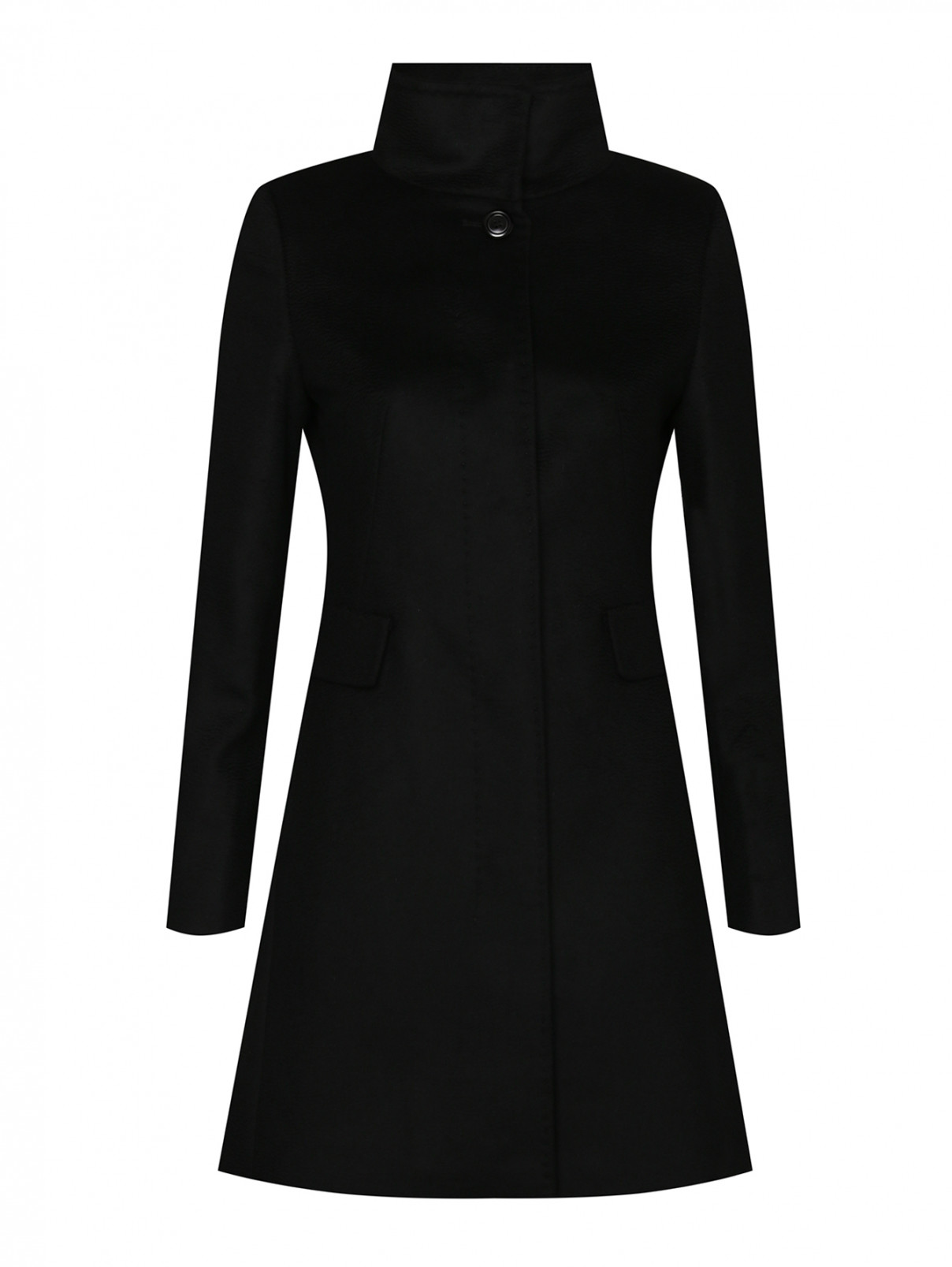 Пальто из шерсти с карманами Max Mara  –  Общий вид  – Цвет:  Черный