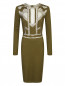 Платье-футляр из шерсти и шелка с кружевной отделкой Ermanno Scervino  –  Общий вид