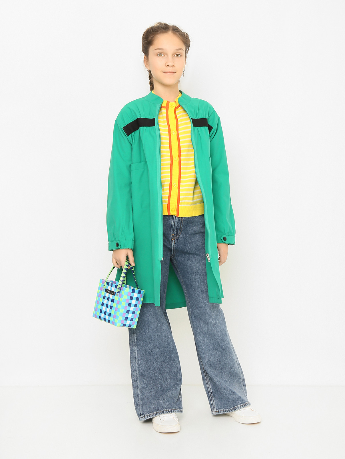 Плащ с лентой из резинки Marni  –  МодельОбщийВид  – Цвет:  Зеленый