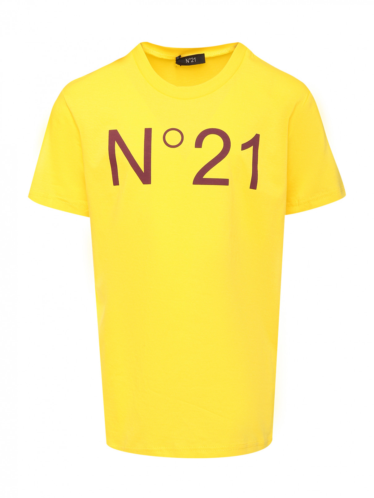 Футболка с принтом из хлопка N21  –  Общий вид  – Цвет:  Желтый
