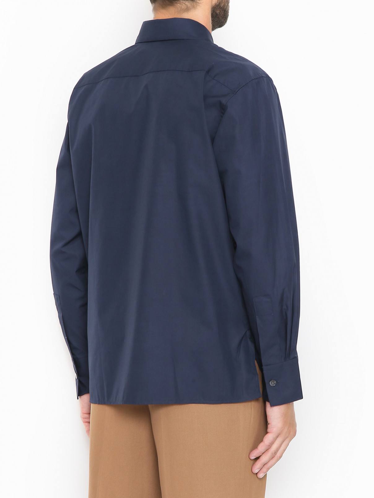 Рубашка из хлопка с карманом PT Torino  –  МодельВерхНиз1  – Цвет:  Синий